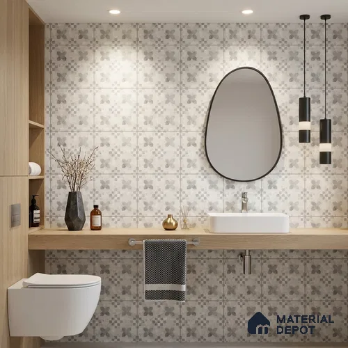 Moroccan Wall & Floor Tile TL 10024 | CRV-62 | 1 ft x 1 ft Matte Finish Ceramic Tile - 10 mm | Suitable for Bathroom, Kitchen, Balcony | Please Expect a Slight Variation of Pattern