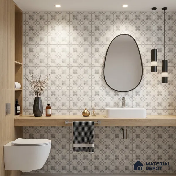 Moroccan Wall & Floor Tile TL 10024 | CRV-62 | 1 ft x 1 ft Matte Finish Ceramic Tile - 10 mm | Suitable for Bathroom, Kitchen, Balcony | Please Expect a Slight Variation of Pattern