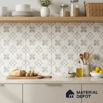Moroccan Wall & Floor Tile TL 10024 | CRV-62 | 1 ft x 1 ft Matte Finish Ceramic Tile - 10 mm | Suitable for Bathroom, Kitchen, Balcony | Please Expect a Slight Variation of Pattern