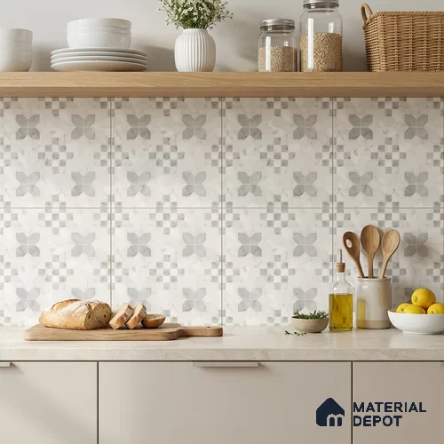 Moroccan Wall & Floor Tile TL 10024 | CRV-62 | 1 ft x 1 ft Matte Finish Ceramic Tile - 10 mm | Suitable for Bathroom, Kitchen, Balcony | Please Expect a Slight Variation of Pattern