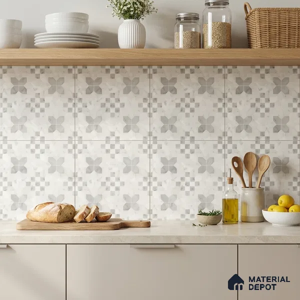 Moroccan Wall & Floor Tile TL 10024 | CRV-62 | 1 ft x 1 ft Matte Finish Ceramic Tile - 10 mm | Suitable for Bathroom, Kitchen, Balcony | Please Expect a Slight Variation of Pattern