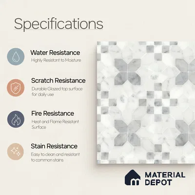 Moroccan Wall & Floor Tile TL 10024 | CRV-62 | 1 ft x 1 ft Matte Finish Ceramic Tile - 10 mm | Suitable for Bathroom, Kitchen, Balcony | Please Expect a Slight Variation of Pattern