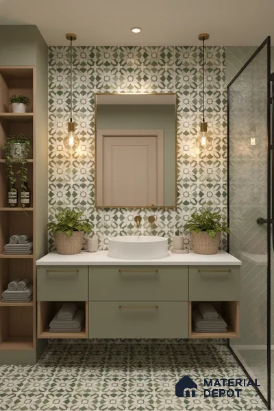 Moroccan Wall Tile TL 10025 | CRV-63 | 1 ft x 1 ft Matte Finish Ceramic Tile - 10 mm | Suitable for Bathroom, Kitchen, Balcony | Please Expect a Slight Variation of Pattern