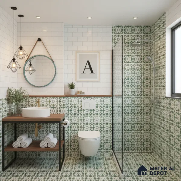 Moroccan Wall Tile TL 10025 | CRV-63 | 1 ft x 1 ft Matte Finish Ceramic Tile - 10 mm | Suitable for Bathroom, Kitchen, Balcony | Please Expect a Slight Variation of Pattern