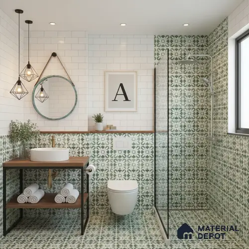 Wall Tile TL 10025 | CRV-63 | 1 ft x 1 ft Finish Ceramic Tile - 10 mm | Suitable for Living Room, Bedroom, Bathroom & Kitchen | Please Expect a Slight Variation of Pattern