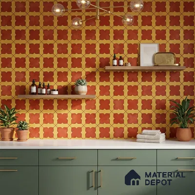 Moroccan Wall & Floor Tile TL 10026 | CRV-64 | 1 ft x 1 ft Matte Finish Ceramic Tile - 10 mm | Suitable for Bathroom, Kitchen, Balcony | Please Expect a Slight Variation of Pattern