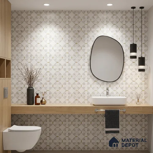 Moroccan Wall & Floor Tile TL 10027 | CRV-68 | 1 ft x 1 ft Matte Finish Ceramic Tile - 10 mm | Suitable for Bathroom, Kitchen, Balcony | Please Expect a Slight Variation of Pattern