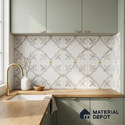 Moroccan Wall & Floor Tile TL 10027 | CRV-68 | 1 ft x 1 ft Matte Finish Ceramic Tile - 10 mm | Suitable for Bathroom, Kitchen, Balcony | Please Expect a Slight Variation of Pattern