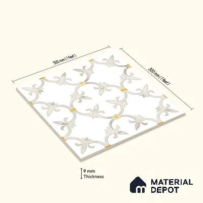 Moroccan Wall & Floor Tile TL 10027 | CRV-68 | 1 ft x 1 ft Matte Finish Ceramic Tile - 10 mm | Suitable for Bathroom, Kitchen, Balcony | Please Expect a Slight Variation of Pattern