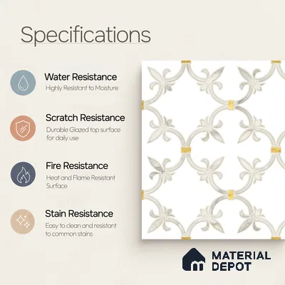 Moroccan Wall & Floor Tile TL 10027 | CRV-68 | 1 ft x 1 ft Matte Finish Ceramic Tile - 10 mm | Suitable for Bathroom, Kitchen, Balcony | Please Expect a Slight Variation of Pattern