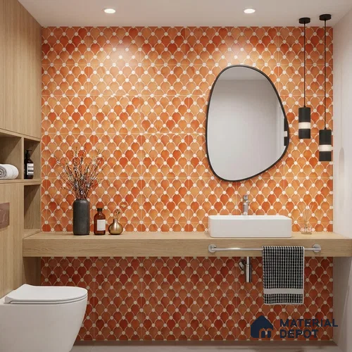 Moroccan Wall Tile TL 10028 | CRV-75 | 1 ft x 1 ft Matte Finish Ceramic Tile - 10 mm | Suitable for Bathroom, Kitchen, Balcony | Please Expect a Slight Variation of Pattern