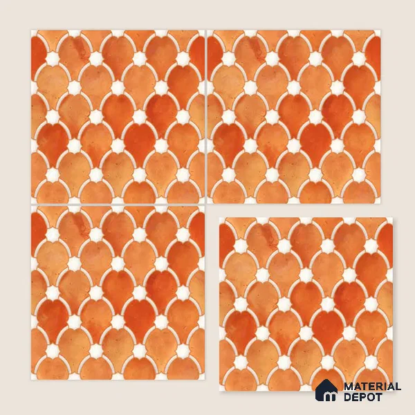 Moroccan Wall Tile TL 10028 | CRV-75 | 1 ft x 1 ft Matte Finish Ceramic Tile - 10 mm | Suitable for Bathroom, Kitchen, Balcony | Please Expect a Slight Variation of Pattern