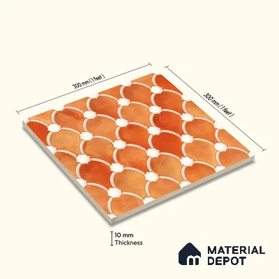 Moroccan Wall Tile TL 10028 | CRV-75 | 1 ft x 1 ft Matte Finish Ceramic Tile - 10 mm | Suitable for Bathroom, Kitchen, Balcony | Please Expect a Slight Variation of Pattern