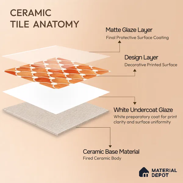 Moroccan Wall Tile TL 10028 | CRV-75 | 1 ft x 1 ft Matte Finish Ceramic Tile - 10 mm | Suitable for Bathroom, Kitchen, Balcony | Please Expect a Slight Variation of Pattern