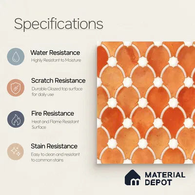 Moroccan Wall Tile TL 10028 | CRV-75 | 1 ft x 1 ft Matte Finish Ceramic Tile - 10 mm | Suitable for Bathroom, Kitchen, Balcony | Please Expect a Slight Variation of Pattern