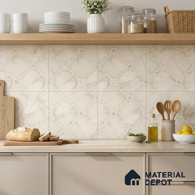 Moroccan Wall & Floor Tile TL 10029 | CRV-76 | 1 ft x 1 ft Matte Finish Ceramic Tile - 10 mm | Suitable for Bathroom, Kitchen, Balcony | Please Expect a Slight Variation of Pattern