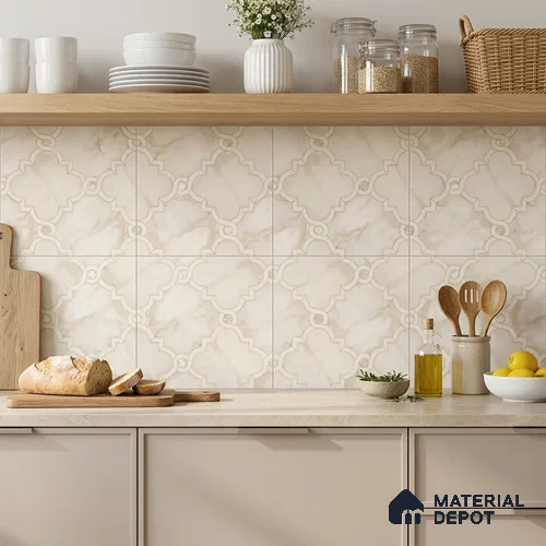 Moroccan Wall & Floor Tile TL 10029 | CRV-76 | 1 ft x 1 ft Matte Finish Ceramic Tile - 10 mm | Suitable for Bathroom, Kitchen, Balcony | Please Expect a Slight Variation of Pattern