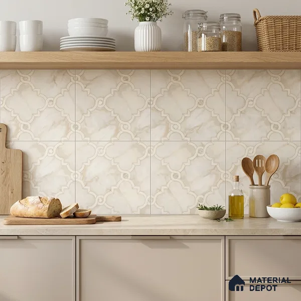 Moroccan Wall & Floor Tile TL 10029 | CRV-76 | 1 ft x 1 ft Matte Finish Ceramic Tile - 10 mm | Suitable for Bathroom, Kitchen, Balcony | Please Expect a Slight Variation of Pattern