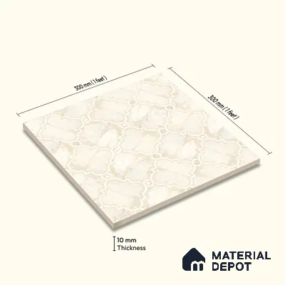 Moroccan Wall & Floor Tile TL 10029 | CRV-76 | 1 ft x 1 ft Matte Finish Ceramic Tile - 10 mm | Suitable for Bathroom, Kitchen, Balcony | Please Expect a Slight Variation of Pattern