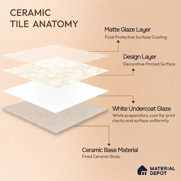 Moroccan Wall & Floor Tile TL 10029 | CRV-76 | 1 ft x 1 ft Matte Finish Ceramic Tile - 10 mm | Suitable for Bathroom, Kitchen, Balcony | Please Expect a Slight Variation of Pattern