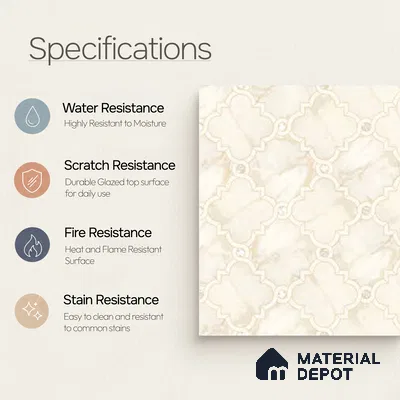 Moroccan Wall & Floor Tile TL 10029 | CRV-76 | 1 ft x 1 ft Matte Finish Ceramic Tile - 10 mm | Suitable for Bathroom, Kitchen, Balcony | Please Expect a Slight Variation of Pattern