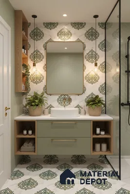 Moroccan Wall & Floor Tile TL 10031 | CRV-78 | 1 ft x 1 ft Matte Finish Ceramic Tile - 10 mm | Suitable for Bathroom, Kitchen, Balcony | Please Expect a Slight Variation of Pattern