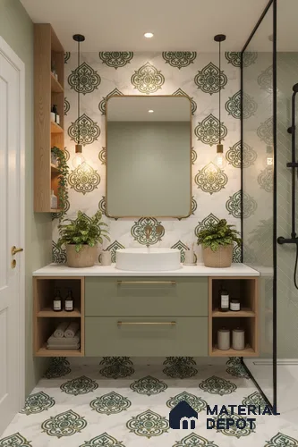 Moroccan Wall & Floor Tile TL 10031 | CRV-78 | 1 ft x 1 ft Matte Finish Ceramic Tile - 10 mm | Suitable for Bathroom, Kitchen, Balcony | Please Expect a Slight Variation of Pattern