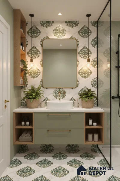 Moroccan Wall & Floor Tile TL 10031 | CRV-78 | 1 ft x 1 ft Matte Finish Ceramic Tile - 10 mm | Suitable for Bathroom, Kitchen, Balcony | Please Expect a Slight Variation of Pattern