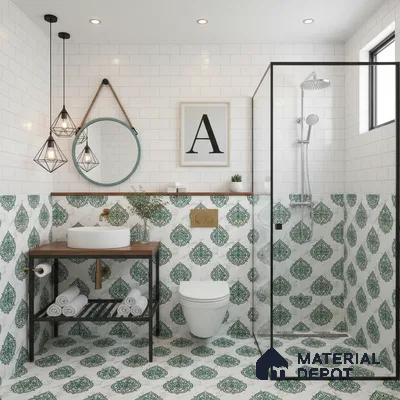 Moroccan Wall & Floor Tile TL 10031 | CRV-78 | 1 ft x 1 ft Matte Finish Ceramic Tile - 10 mm | Suitable for Bathroom, Kitchen, Balcony | Please Expect a Slight Variation of Pattern
