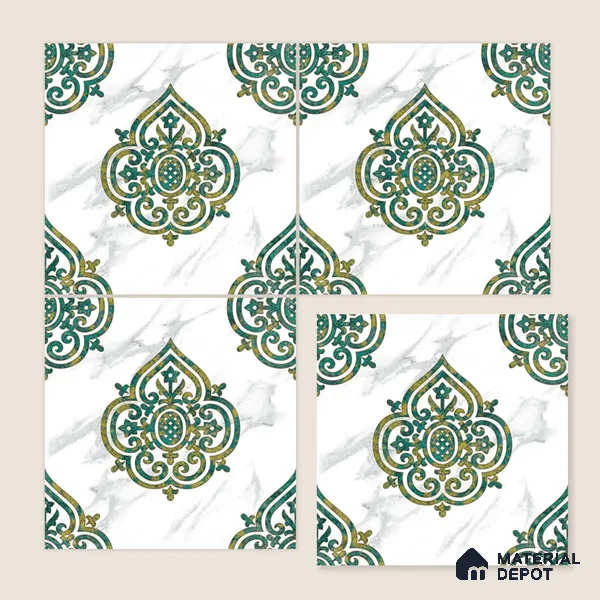 Moroccan Wall & Floor Tile TL 10031 | CRV-78 | 1 ft x 1 ft Matte Finish Ceramic Tile - 10 mm | Suitable for Bathroom, Kitchen, Balcony | Please Expect a Slight Variation of Pattern