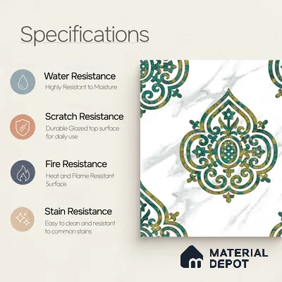Moroccan Wall & Floor Tile TL 10031 | CRV-78 | 1 ft x 1 ft Matte Finish Ceramic Tile - 10 mm | Suitable for Bathroom, Kitchen, Balcony | Please Expect a Slight Variation of Pattern
