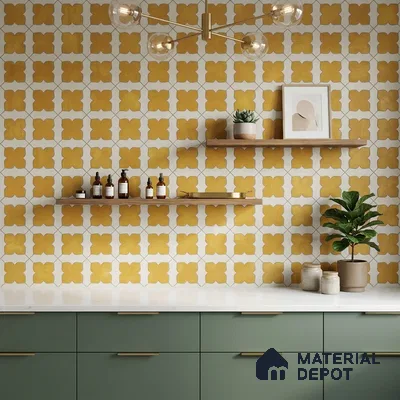 Moroccan Wall & Floor Tile TL 10032 B | CRV-80 | 1 ft x 1 ft Matte Finish Ceramic Tile - 10 mm | Suitable for Bathroom, Kitchen, Balcony | Please Expect a Slight Variation of Pattern
