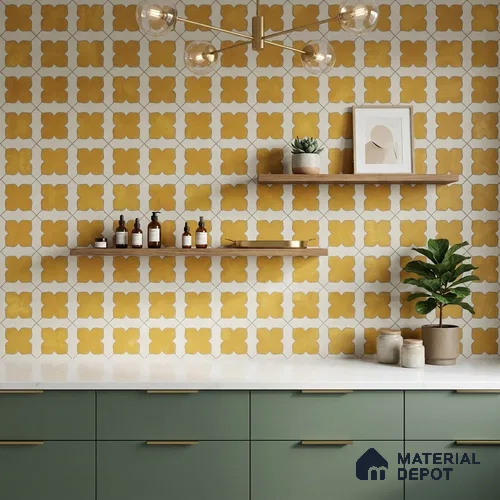 Moroccan Wall & Floor Tile TL 10032 B | CRV-80 | 1 ft x 1 ft Matte Finish Ceramic Tile - 10 mm | Suitable for Bathroom, Kitchen, Balcony | Please Expect a Slight Variation of Pattern | Image 05