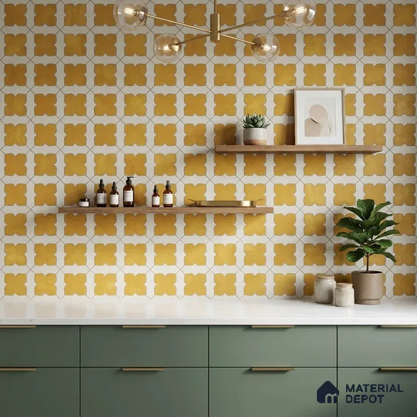 Moroccan Wall & Floor Tile TL 10032 B | CRV-80 | 1 ft x 1 ft Matte Finish Ceramic Tile - 10 mm | Suitable for Bathroom, Kitchen, Balcony | Please Expect a Slight Variation of Pattern
