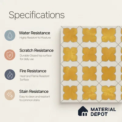 Moroccan Wall & Floor Tile TL 10032 B | CRV-80 | 1 ft x 1 ft Matte Finish Ceramic Tile - 10 mm | Suitable for Bathroom, Kitchen, Balcony | Please Expect a Slight Variation of Pattern