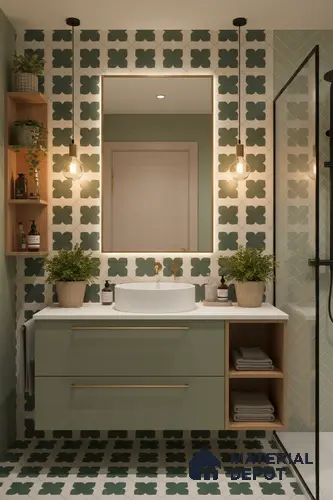 Wall & Floor Tile TL 10032 C | CRV-81 | 1 ft x 1 ft Finish Ceramic Tile - 10 mm | Suitable for Living Room, Bedroom, Bathroom & Kitchen | Please Expect a Slight Variation of Pattern