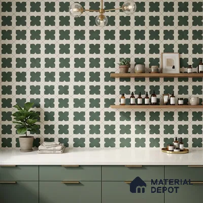 Moroccan Wall & Floor Tile TL 10032 C | CRV-81 | 1 ft x 1 ft Matte Finish Ceramic Tile - 10 mm | Suitable for Bathroom, Kitchen, Balcony | Please Expect a Slight Variation of Pattern