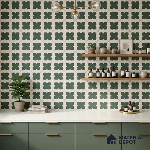 Moroccan Wall & Floor Tile TL 10032 C | CRV-81 | 1 ft x 1 ft Matte Finish Ceramic Tile - 10 mm | Suitable for Bathroom, Kitchen, Balcony | Please Expect a Slight Variation of Pattern | Image 06