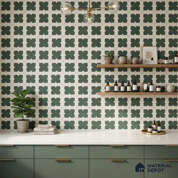 Moroccan Wall & Floor Tile TL 10032 C | CRV-81 | 1 ft x 1 ft Matte Finish Ceramic Tile - 10 mm | Suitable for Bathroom, Kitchen, Balcony | Please Expect a Slight Variation of Pattern