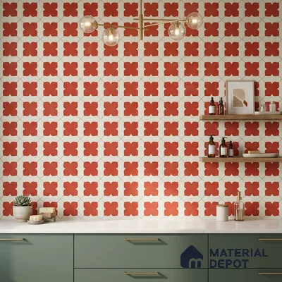 Moroccan Wall & Floor Tile TL 10032 | CRV-79 | 1 ft x 1 ft Matte Finish Ceramic Tile - 10 mm | Suitable for Bathroom, Kitchen, Balcony | Please Expect a Slight Variation of Pattern