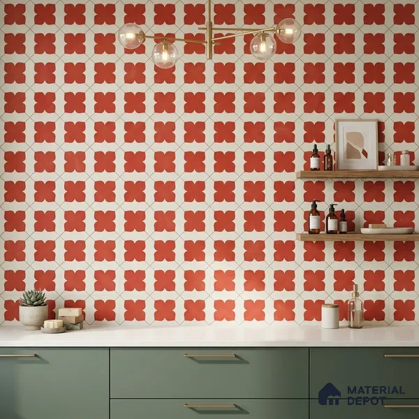 Moroccan Wall & Floor Tile TL 10032 | CRV-79 | 1 ft x 1 ft Matte Finish Ceramic Tile - 10 mm | Suitable for Bathroom, Kitchen, Balcony | Please Expect a Slight Variation of Pattern