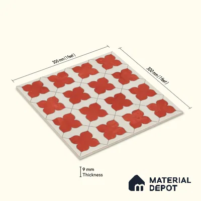 Moroccan Wall & Floor Tile TL 10032 | CRV-79 | 1 ft x 1 ft Matte Finish Ceramic Tile - 10 mm | Suitable for Bathroom, Kitchen, Balcony | Please Expect a Slight Variation of Pattern