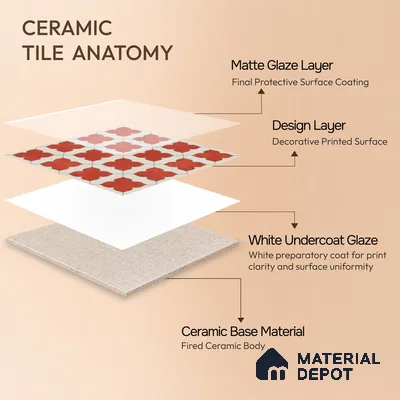 Moroccan Wall & Floor Tile TL 10032 | CRV-79 | 1 ft x 1 ft Matte Finish Ceramic Tile - 10 mm | Suitable for Bathroom, Kitchen, Balcony | Please Expect a Slight Variation of Pattern