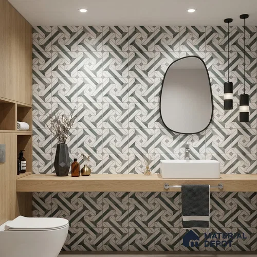 Moroccan Wall & Floor Tile TL 10033 | CRV-82 | 1 ft x 1 ft Matte Finish Ceramic Tile - 10 mm | Suitable for Bathroom, Kitchen, Balcony | Please Expect a Slight Variation of Pattern
