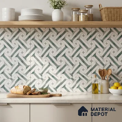 Moroccan Wall & Floor Tile TL 10033 | CRV-82 | 1 ft x 1 ft Matte Finish Ceramic Tile - 10 mm | Suitable for Bathroom, Kitchen, Balcony | Please Expect a Slight Variation of Pattern