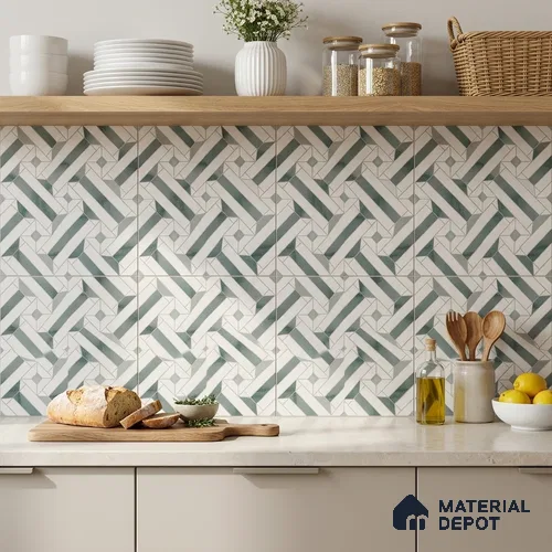 Moroccan Wall & Floor Tile TL 10033 | CRV-82 | 1 ft x 1 ft Matte Finish Ceramic Tile - 10 mm | Suitable for Bathroom, Kitchen, Balcony | Please Expect a Slight Variation of Pattern | Image 07