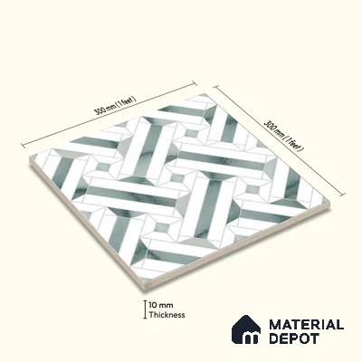 Moroccan Wall & Floor Tile TL 10033 | CRV-82 | 1 ft x 1 ft Matte Finish Ceramic Tile - 10 mm | Suitable for Bathroom, Kitchen, Balcony | Please Expect a Slight Variation of Pattern