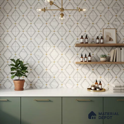 Moroccan Wall & Floor Tile TL 10034 | CRV-83 | 1 ft x 1 ft Matte Finish Ceramic Tile - 10 mm | Suitable for Bathroom, Kitchen, Balcony | Please Expect a Slight Variation of Pattern