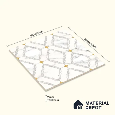 Moroccan Wall & Floor Tile TL 10034 | CRV-83 | 1 ft x 1 ft Matte Finish Ceramic Tile - 10 mm | Suitable for Bathroom, Kitchen, Balcony | Please Expect a Slight Variation of Pattern