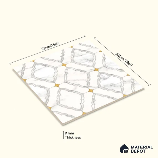 Moroccan Wall & Floor Tile TL 10034 | CRV-83 | 1 ft x 1 ft Matte Finish Ceramic Tile - 10 mm | Suitable for Bathroom, Kitchen, Balcony | Please Expect a Slight Variation of Pattern